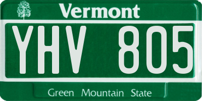 VT license plate YHV805