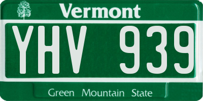 VT license plate YHV939