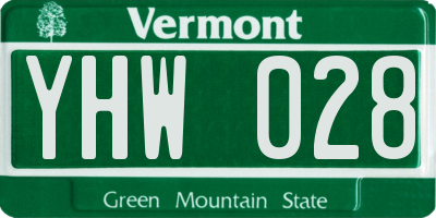 VT license plate YHW028