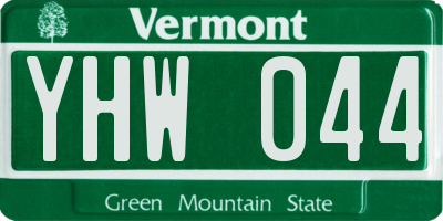 VT license plate YHW044