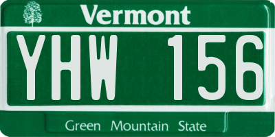 VT license plate YHW156