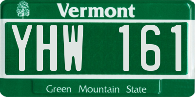 VT license plate YHW161