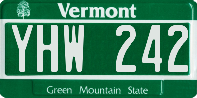 VT license plate YHW242