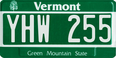 VT license plate YHW255