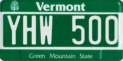 VT license plate YHW500