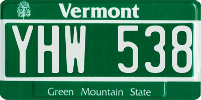 VT license plate YHW538