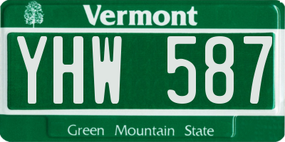 VT license plate YHW587