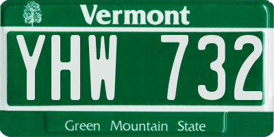 VT license plate YHW732