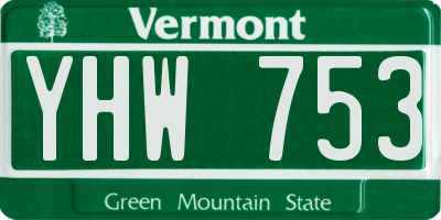 VT license plate YHW753