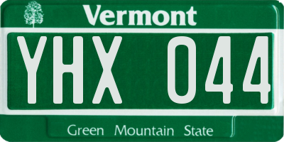 VT license plate YHX044