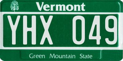 VT license plate YHX049