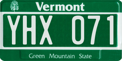 VT license plate YHX071