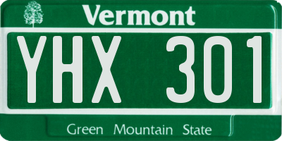 VT license plate YHX301