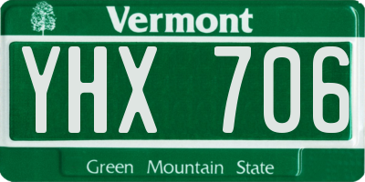 VT license plate YHX706