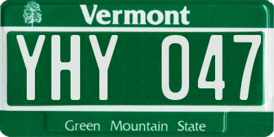 VT license plate YHY047