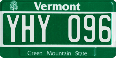 VT license plate YHY096