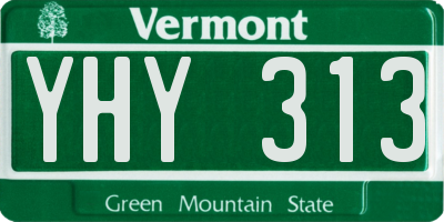 VT license plate YHY313
