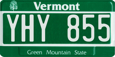 VT license plate YHY855
