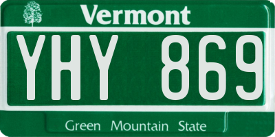 VT license plate YHY869