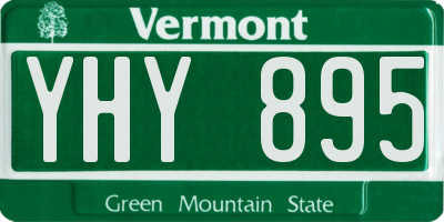 VT license plate YHY895