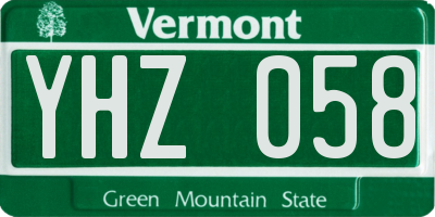 VT license plate YHZ058