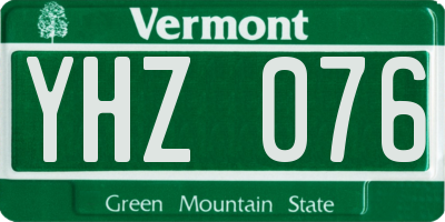 VT license plate YHZ076