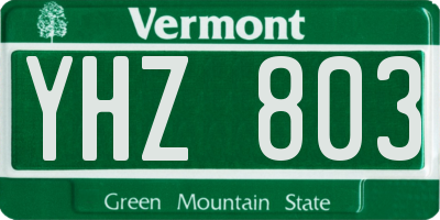 VT license plate YHZ803