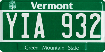 VT license plate YIA932