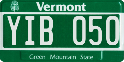 VT license plate YIB050