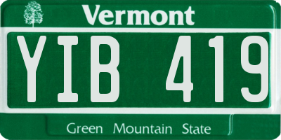 VT license plate YIB419
