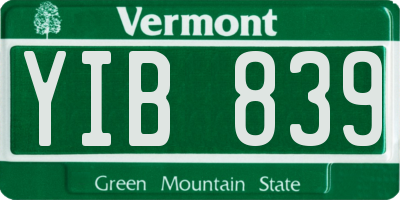 VT license plate YIB839