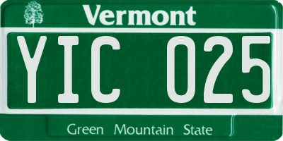 VT license plate YIC025