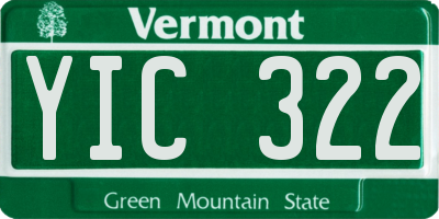 VT license plate YIC322