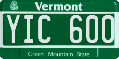 VT license plate YIC600