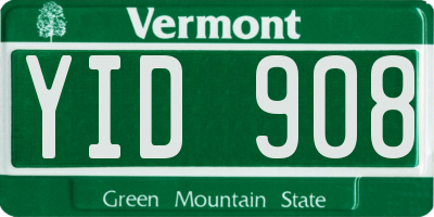 VT license plate YID908