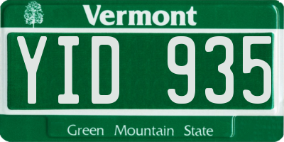 VT license plate YID935