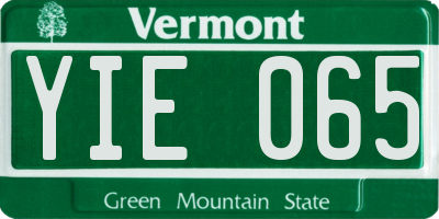 VT license plate YIE065