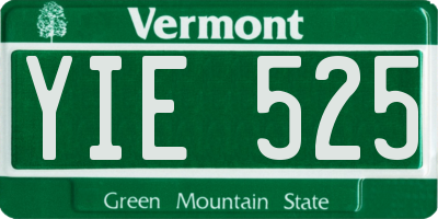 VT license plate YIE525