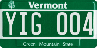 VT license plate YIG004