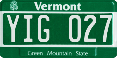 VT license plate YIG027