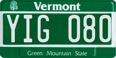 VT license plate YIG080