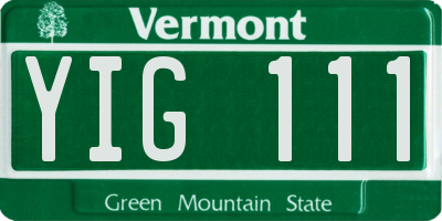VT license plate YIG111