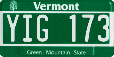 VT license plate YIG173