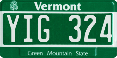 VT license plate YIG324