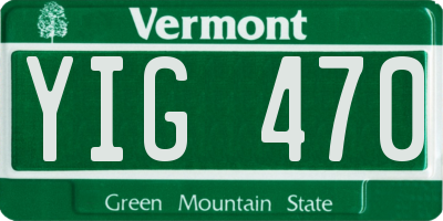 VT license plate YIG470