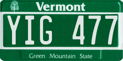 VT license plate YIG477