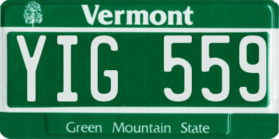 VT license plate YIG559