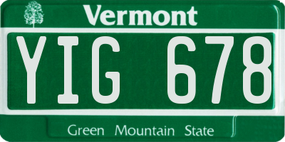 VT license plate YIG678