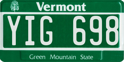 VT license plate YIG698