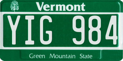 VT license plate YIG984